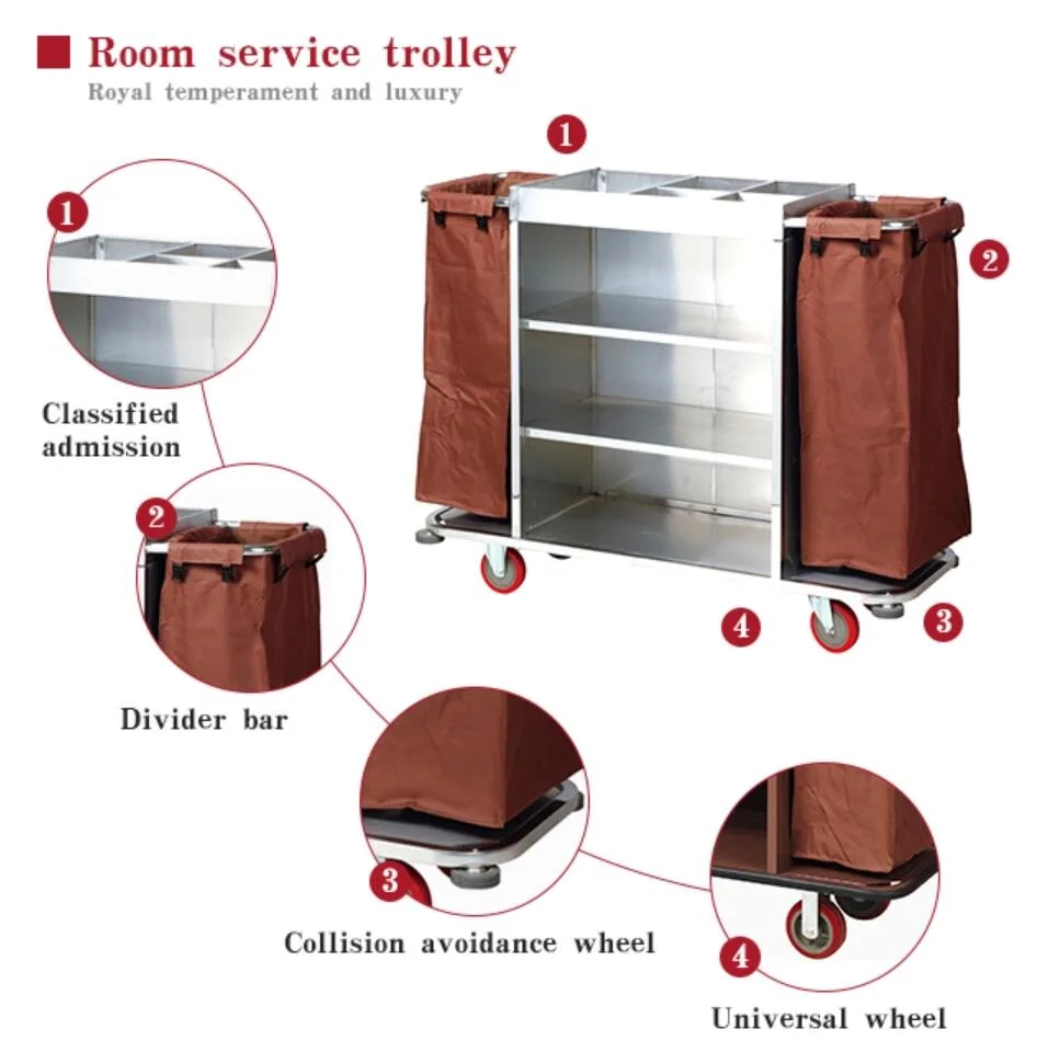 Shenone Hotel Laundry Hamper Trolley Linen Trolley Housekeeping Cart