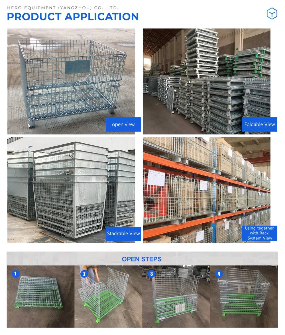 Heavy Duty Removable Collapsible Rigid Metal Bulk Wire Mesh Cage Storage Stacking Containers